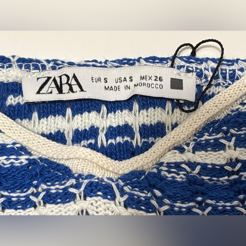 Zara Blue and White Striped Two-Piece Crop Top and Skort Set - Picture 5 of 14